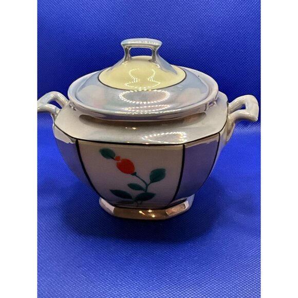 Vintage Bavarian Lusterware China Creamer & Sugar Set With Hand-Painted Floral - Picture 15 of 16